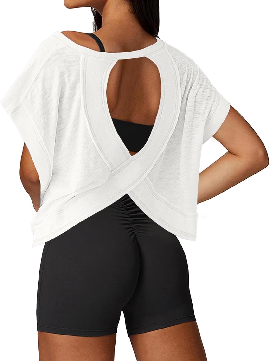 Open Back Workout Crop Tee