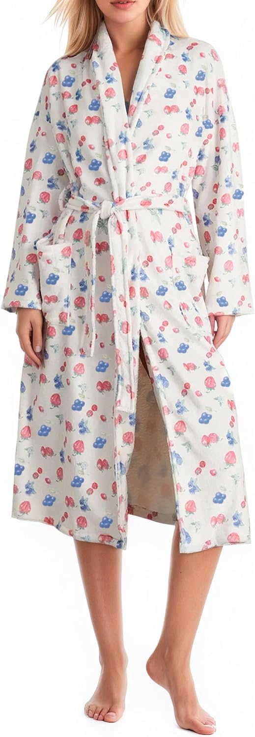 Cozy Fruit Print Bathrobe